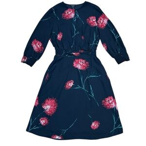 RW&CO Sz XXS Dress Floral Black Red Classic Workwear Valentines Office